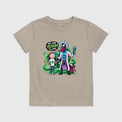 Футболка хлопковая детская We are Venom slime - Rick and Morty, цвет: миндальный