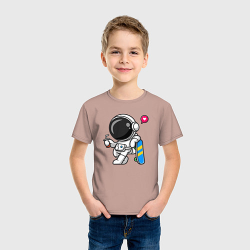 Детская футболка Скейтер астронавт / Пыльно-розовый – фото 3