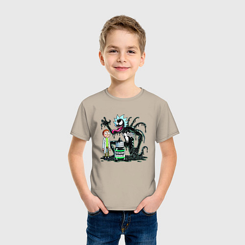 Детская футболка Morty and Rick-Venom - ai art fantasy / Миндальный – фото 3