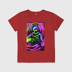 Футболка хлопковая детская Counter Strike go - neon revolution, цвет: красный