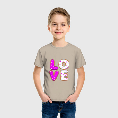 Детская футболка Love - розовый пряник / Миндальный – фото 3