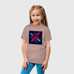 Футболка хлопковая детская Неоновый демон они, цвет: пыльно-розовый — фото 2