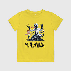 Футболка хлопковая детская We are Venom - Rick-symbiote and Morty, цвет: желтый