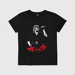 Футболка хлопковая детская Алиса Кинчев, цвет: черный