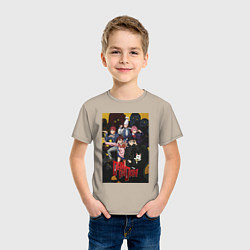 Футболка хлопковая детская Дандадан: Все герои, цвет: миндальный — фото 2