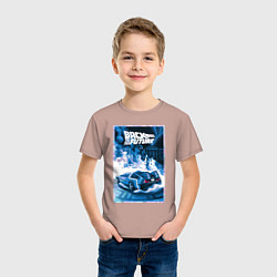 Футболка хлопковая детская Назад в будущее - делориан, цвет: пыльно-розовый — фото 2