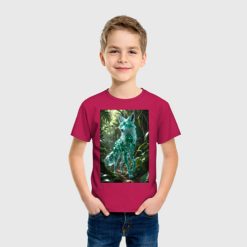 Детская футболка Кристальный волк в джунглях / Маджента – фото 3