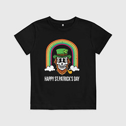 Футболка хлопковая детская Happy St Patricks day - skull, цвет: черный