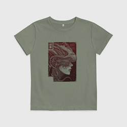 Футболка хлопковая детская Андроид в кибернетическом шлеме, цвет: авокадо