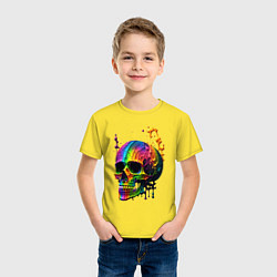 Футболка хлопковая детская Череп в краске, цвет: желтый — фото 2