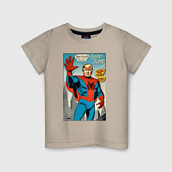 Футболка хлопковая детская Spider-Trump - retro, цвет: миндальный
