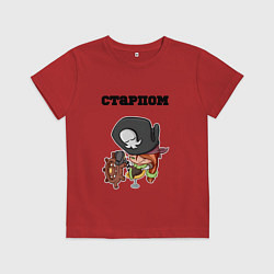 Футболка хлопковая детская Старпом девушка, цвет: красный