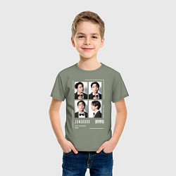 Футболка хлопковая детская Jungkook bts 4cut, цвет: авокадо — фото 2