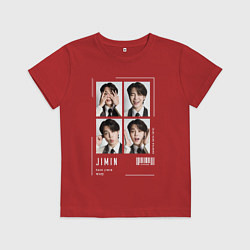 Футболка хлопковая детская Jimin bts 4cut, цвет: красный