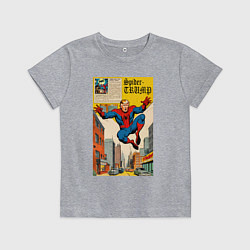 Футболка хлопковая детская Spider-Trump superhero, цвет: меланж