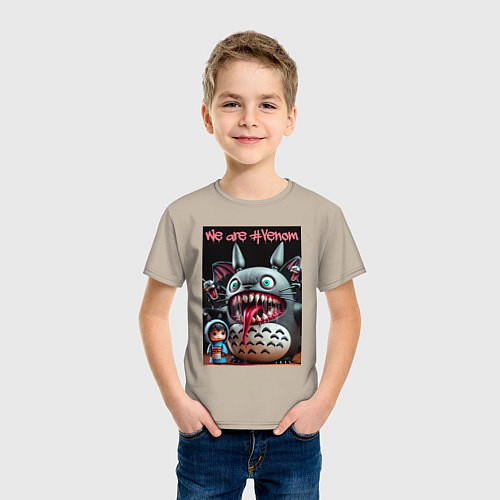 Детская футболка Totoro-Venom - ai art fantasy / Миндальный – фото 3
