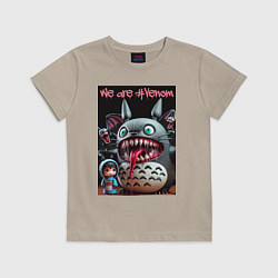 Футболка хлопковая детская Totoro-Venom - ai art fantasy, цвет: миндальный