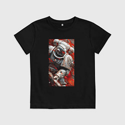 Футболка хлопковая детская Космодесантник в белом костюме, цвет: черный