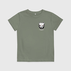 Футболка хлопковая детская Питбуль воин - страха нет рунами, цвет: авокадо