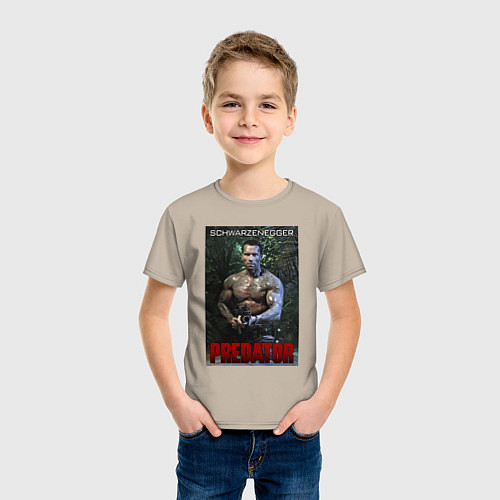 Детская футболка Арнольд Шварценеггер - хищник / Миндальный – фото 3