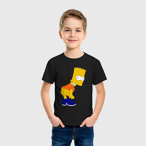 Детская футболка Барт без штанов / Черный – фото 3