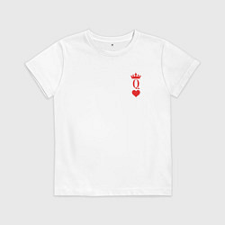 Футболка хлопковая детская Королева Черви - для пары, цвет: белый