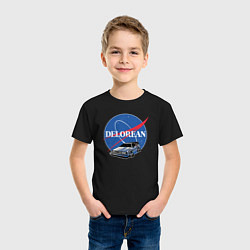 Футболка хлопковая детская Space delorean, цвет: черный — фото 2