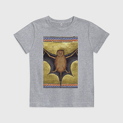 Футболка хлопковая детская Страдающее средневековье летучая мышь мем, цвет: меланж