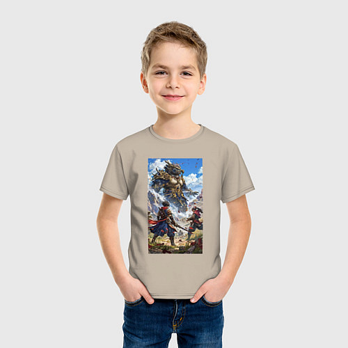 Детская футболка Битва героев / Миндальный – фото 3