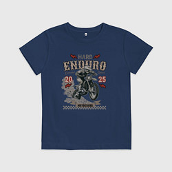 Футболка хлопковая детская Мотоцикл Хард эндуро, экстремальная езда, цвет: тёмно-синий