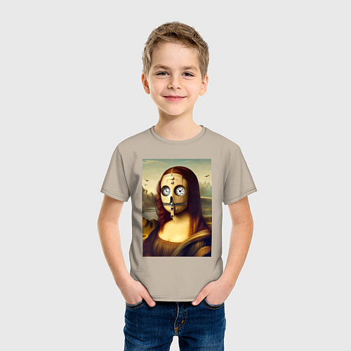 Детская футболка Mona Lisa in a mask - steampunk / Миндальный – фото 3