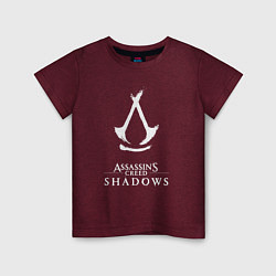 Футболка хлопковая детская Assassins creed - shadows white, цвет: меланж-бордовый