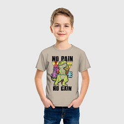 Футболка хлопковая детская T Rex GYM - no pain no gain, цвет: миндальный — фото 2