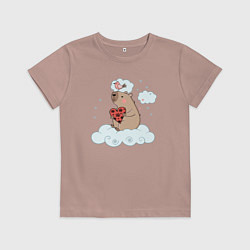 Футболка хлопковая детская Капибара с сердцем, цвет: пыльно-розовый