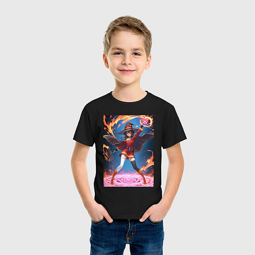 Детская футболка Мегумин колдует взрывную магию / Черный – фото 3