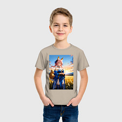 Футболка хлопковая детская Tamamo no Mae Fate Grand Order, цвет: миндальный — фото 2