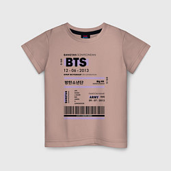 Футболка хлопковая детская Bts ticket, цвет: пыльно-розовый