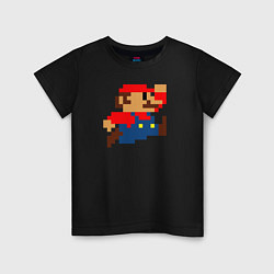 Футболка хлопковая детская Mario 8 bit, цвет: черный