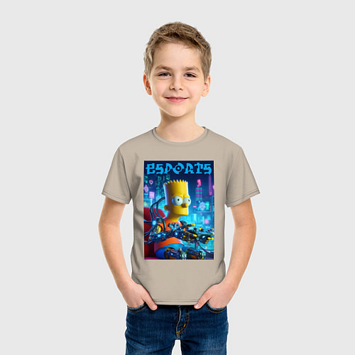 Детская футболка Cyber Bart Simpson - esport / Миндальный – фото 3