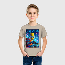 Футболка хлопковая детская Cyber Bart Simpson - esport, цвет: миндальный — фото 2