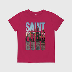 Футболка хлопковая детская Санкт-Петербург Большеохтинский мост, цвет: маджента