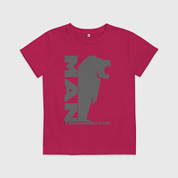 Футболка хлопковая детская MAN дальнобойщик серый логотип, цвет: маджента