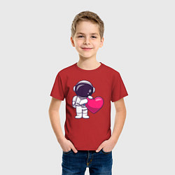 Футболка хлопковая детская Космонавт и сердечко, цвет: красный — фото 2