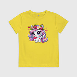 Футболка хлопковая детская Миленький пони, цвет: желтый