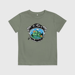 Футболка хлопковая детская Space camp, цвет: авокадо