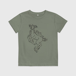 Футболка хлопковая детская Лань, цвет: авокадо