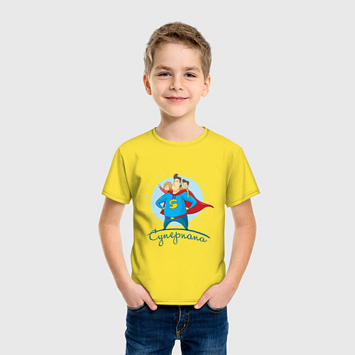 Детская футболка Суперпапа / Желтый – фото 3
