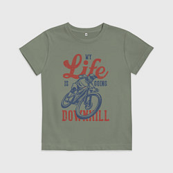 Футболка хлопковая детская My life is going downhill, цвет: авокадо