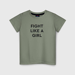 Футболка хлопковая детская Fight like a girl, цвет: авокадо