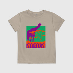 Футболка хлопковая детская В Африке, цвет: миндальный